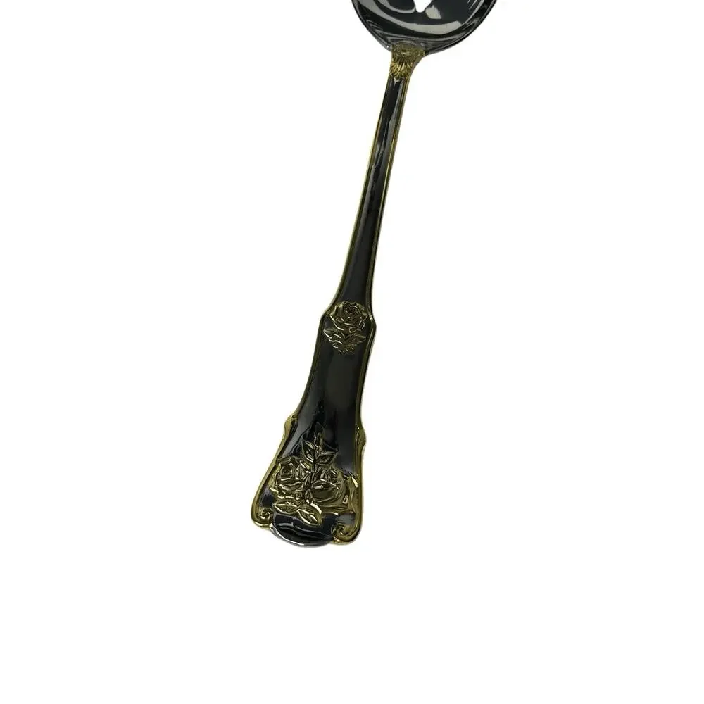 Royal Albert OLD COUNTRY ROSES Stainless Slotted Serving Spoon Gold Flatware